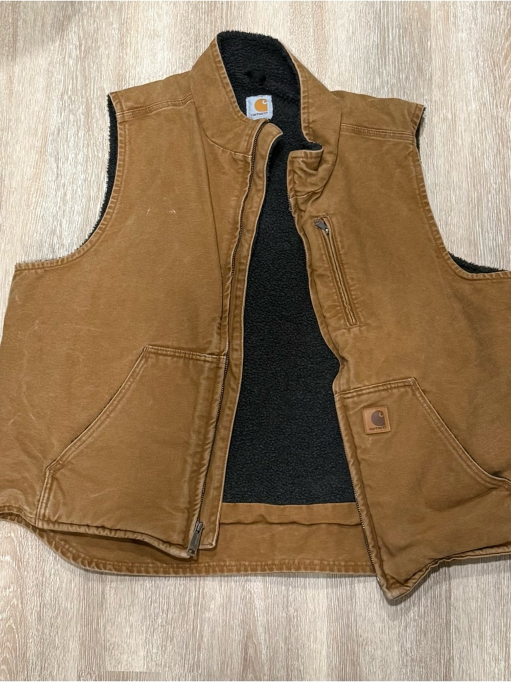 Carhartt Brown Fleece Lined Work Vest